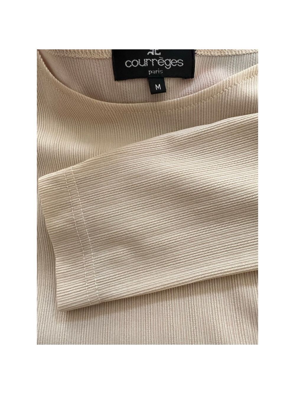 NWT Women's Courrèges Golden Beige Long Sleeve Ribbed Tee M
